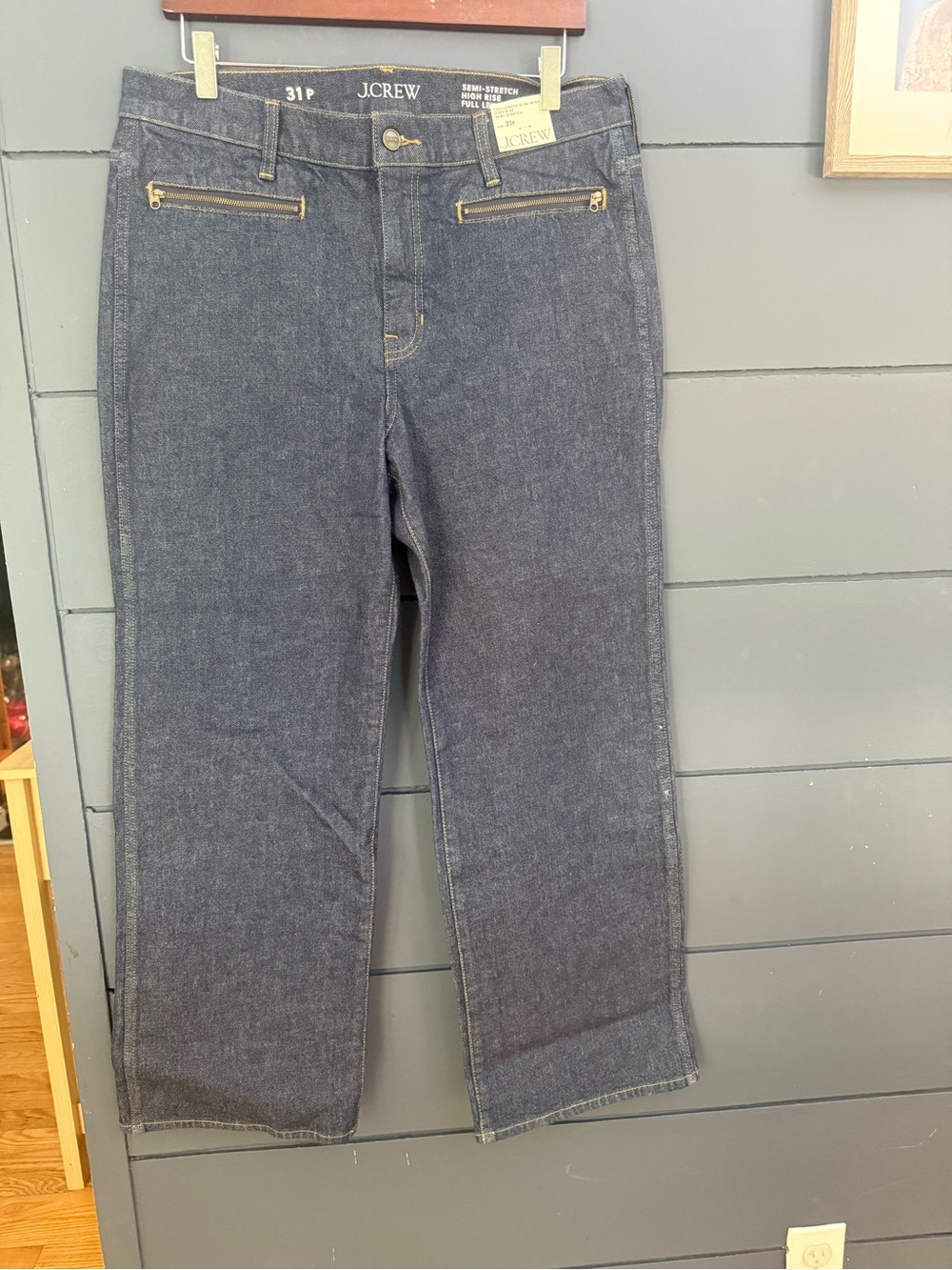 J.CREW semi stretch high rise full length wide leg jeans 31P NWT